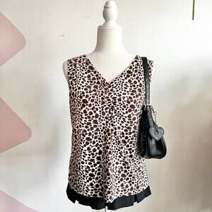 Brown Cow Print Tank Top, Y2K, Western, Coastal Cowgirl, Festival, Rodeo, Medium